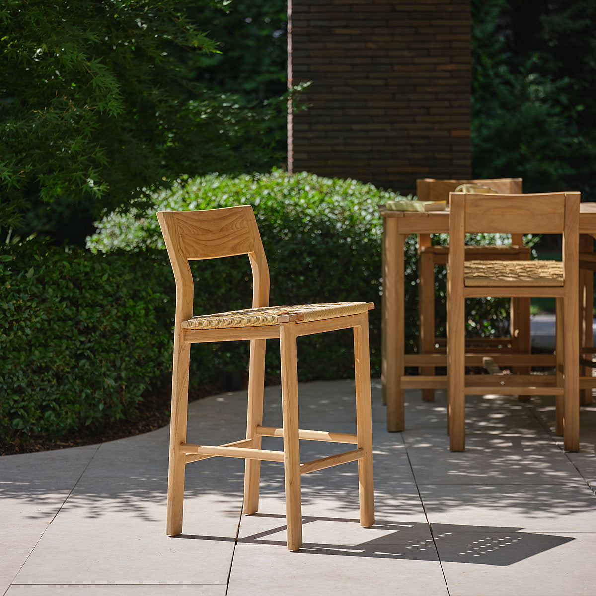 PIANA - Sedia da bar da giardino in teak massiccio di prima qualità