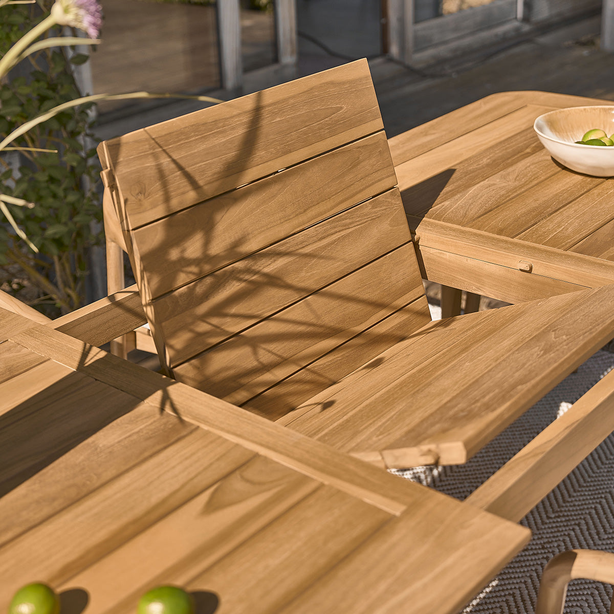 ALIZÉ - Set di mobili da giardino in teak massello con tavolo allungabile 6/8 pers.