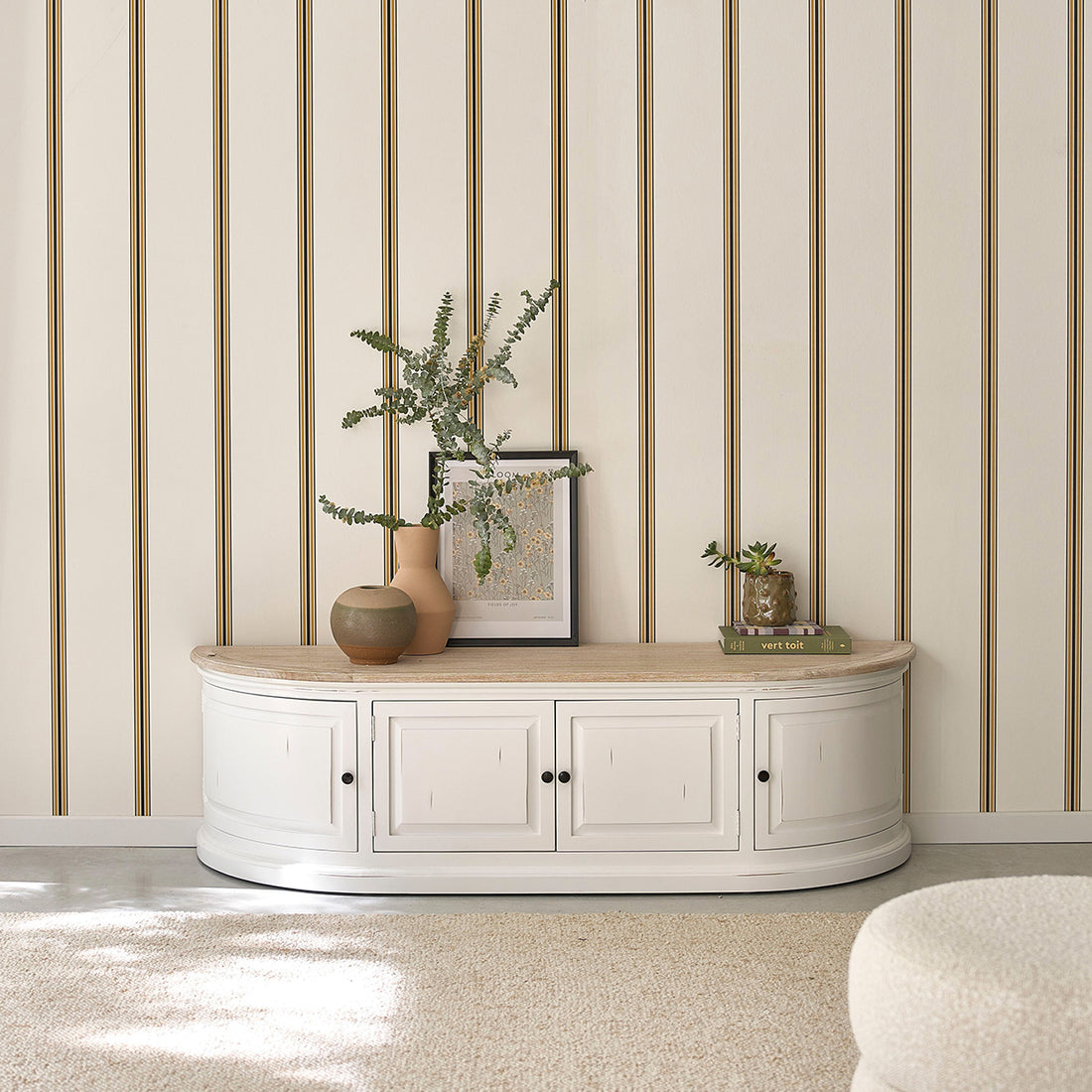 LONDRES - Mobile porta TV in legno mogano e teak bianco da 160 cm