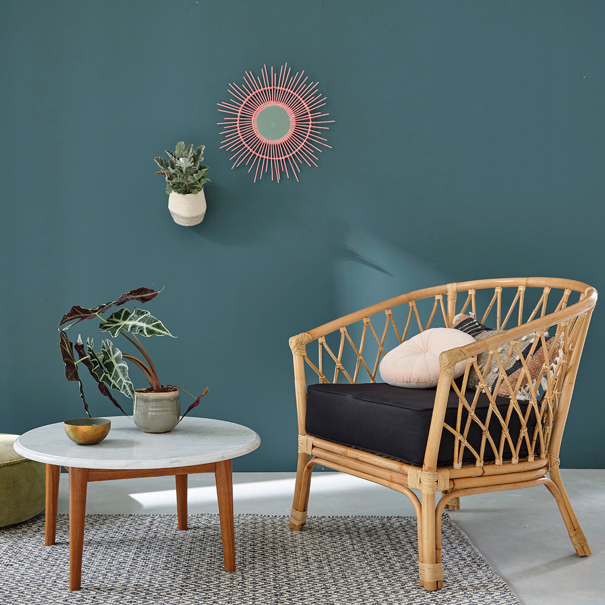 PAOLA - Poltrona in rattan, cuscino incluso