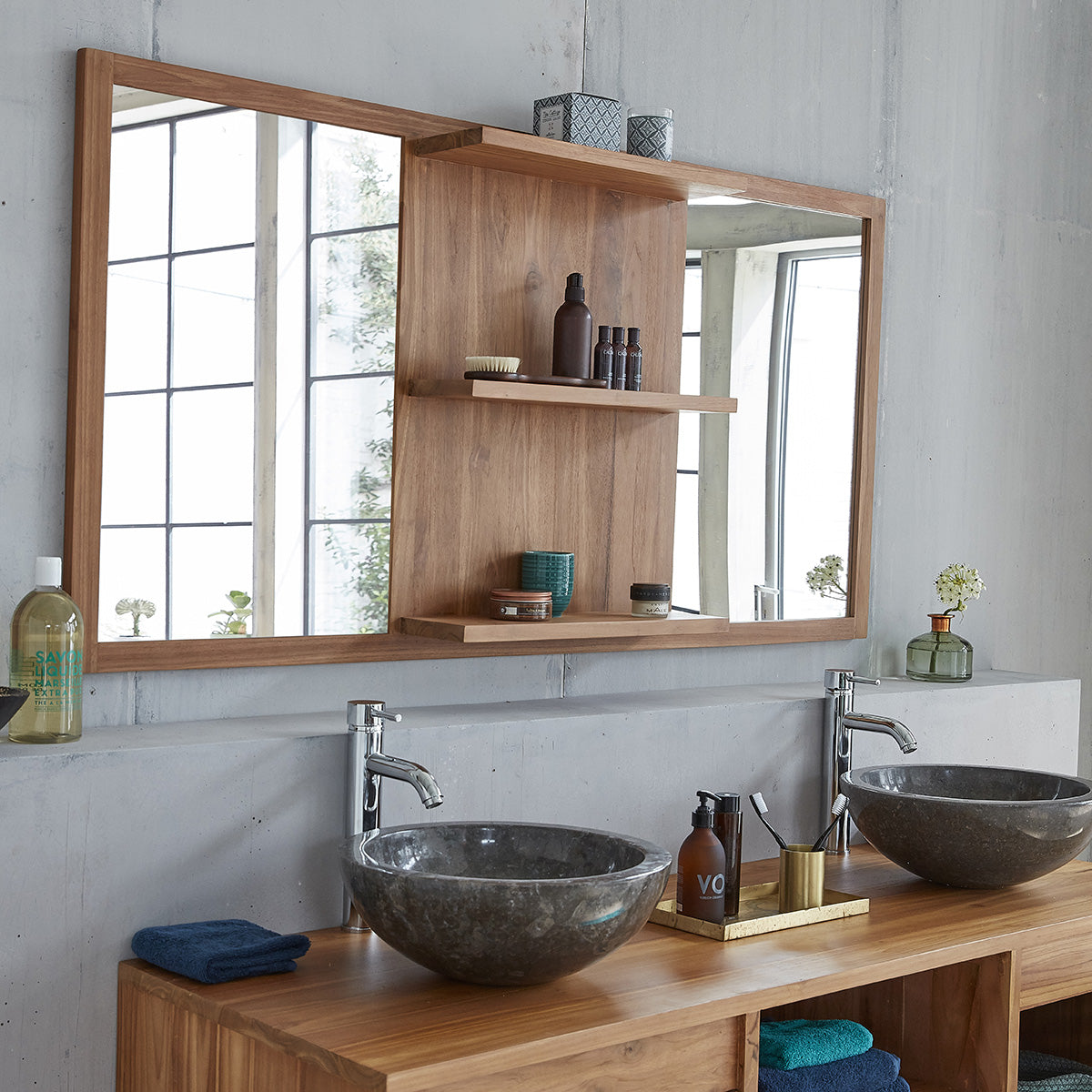 Specchio rettangolare in teak massello 160x80 cm