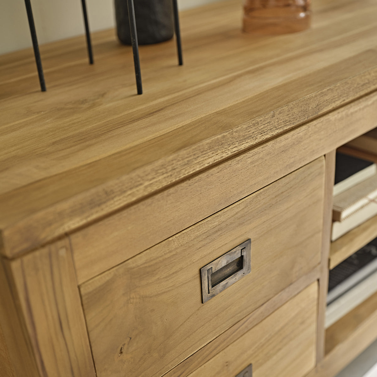 BOSTON - Mobile TV in teak massello 120 cm