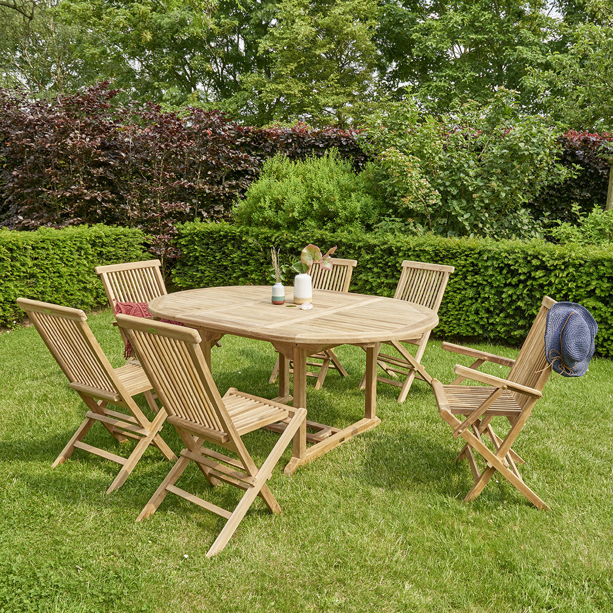 MIDLAND - Poltrona da giardino pieghevole in teak massello (set di 2)