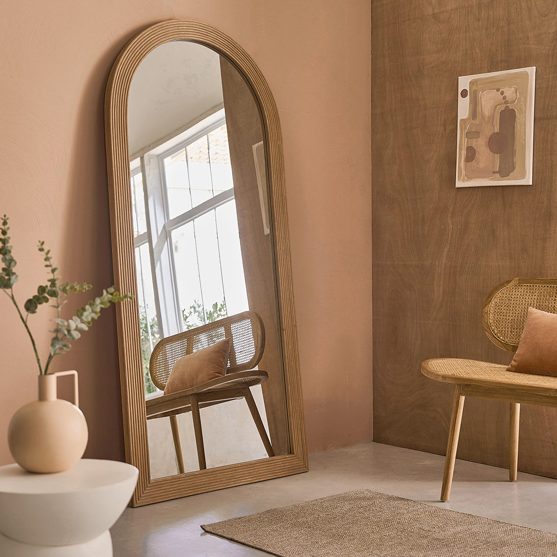 LEON - Specchio in rattan 190x91 cm