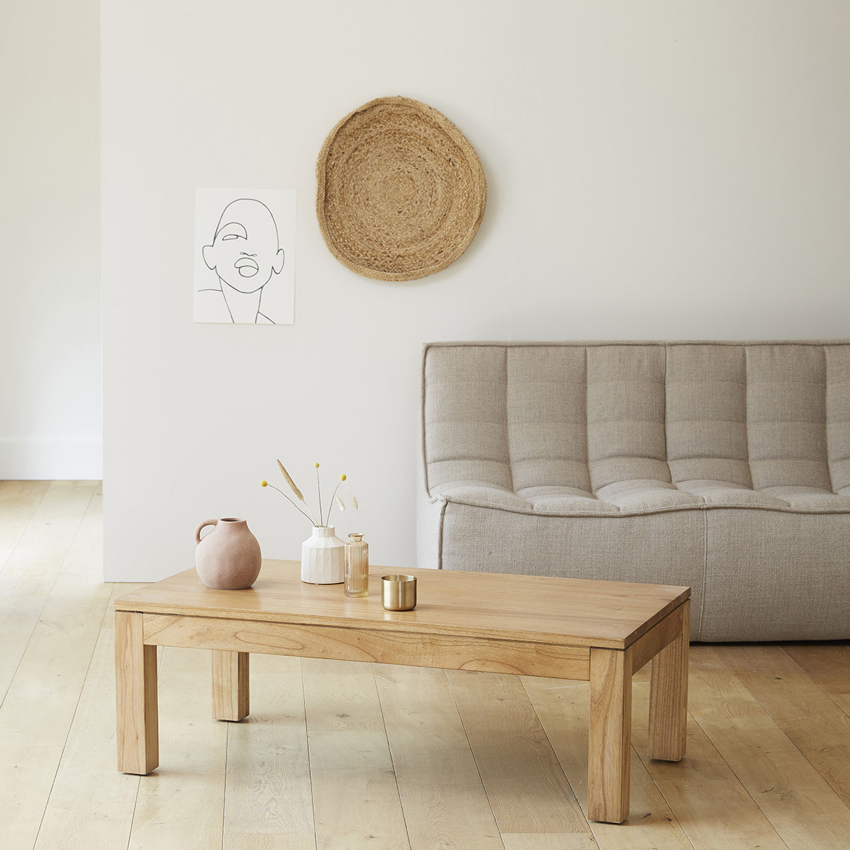 TILO - Tavolino in mindi massello 110 cm