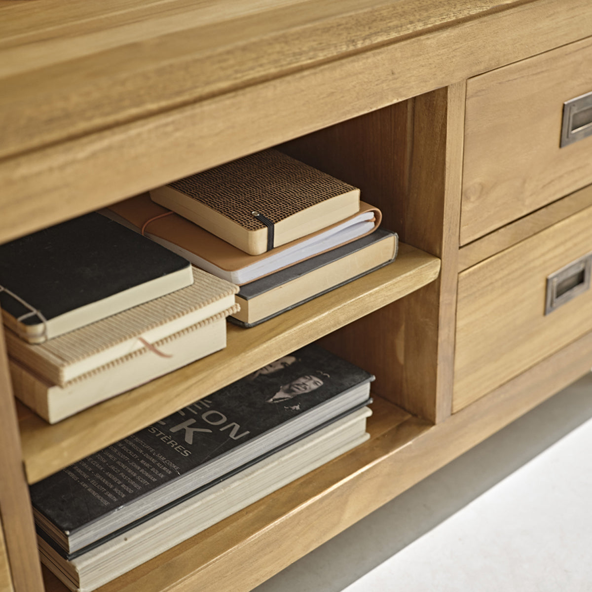 BOSTON - Mobile TV in teak massello 120 cm