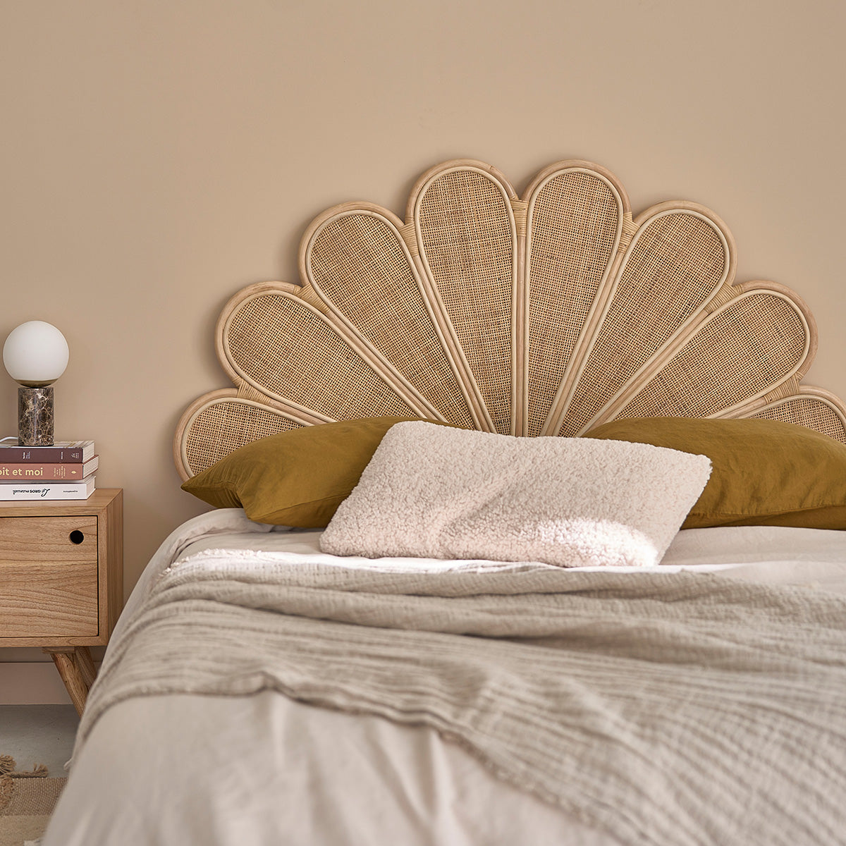 ROMY - Testiera in rattan e midollino 140 cm