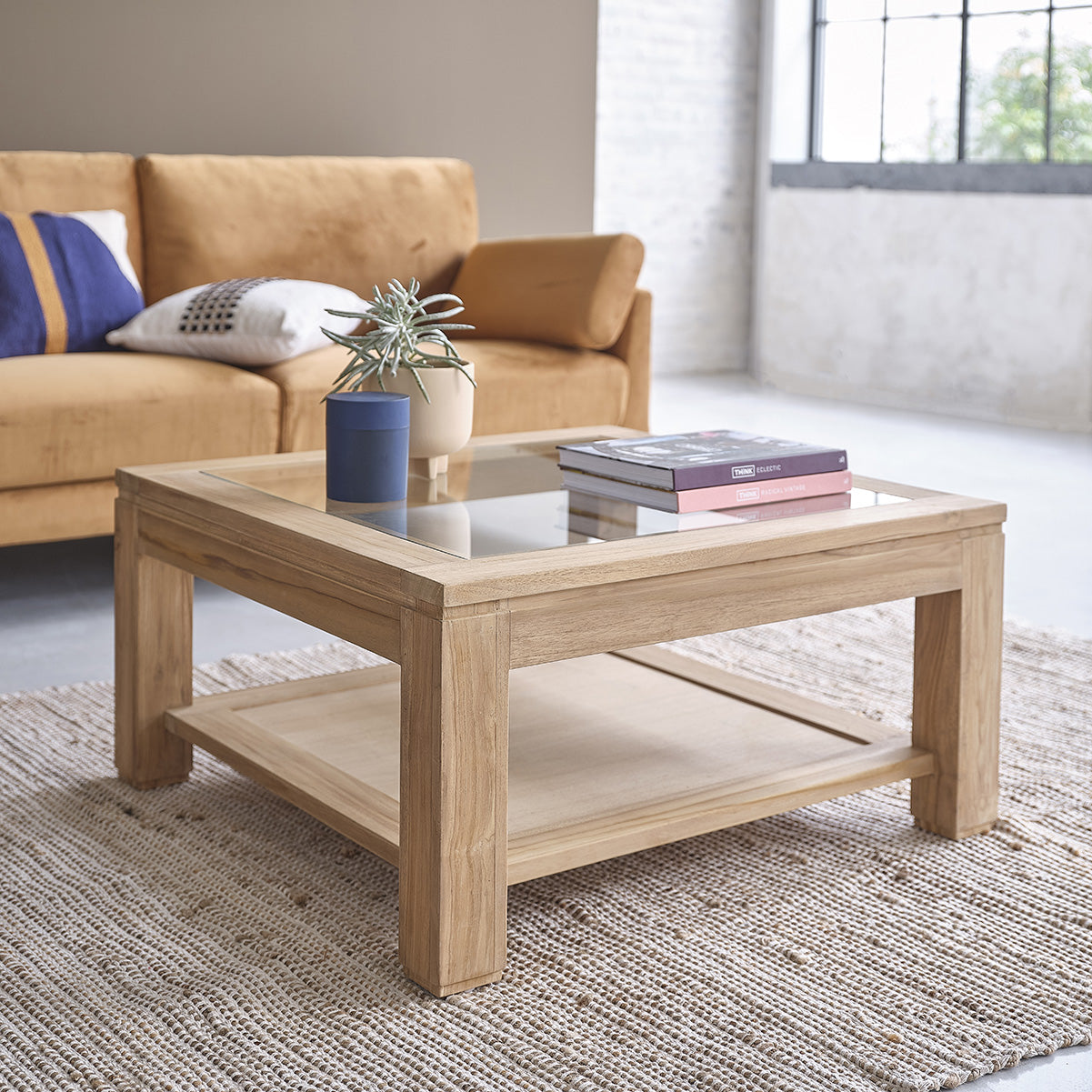 BOSTON - Tavolino in teak massello da 80 cm
