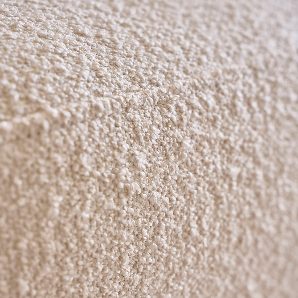 ONDINE - Divano dritto a 4 posti in legno massello e tessuto bouclé bianco