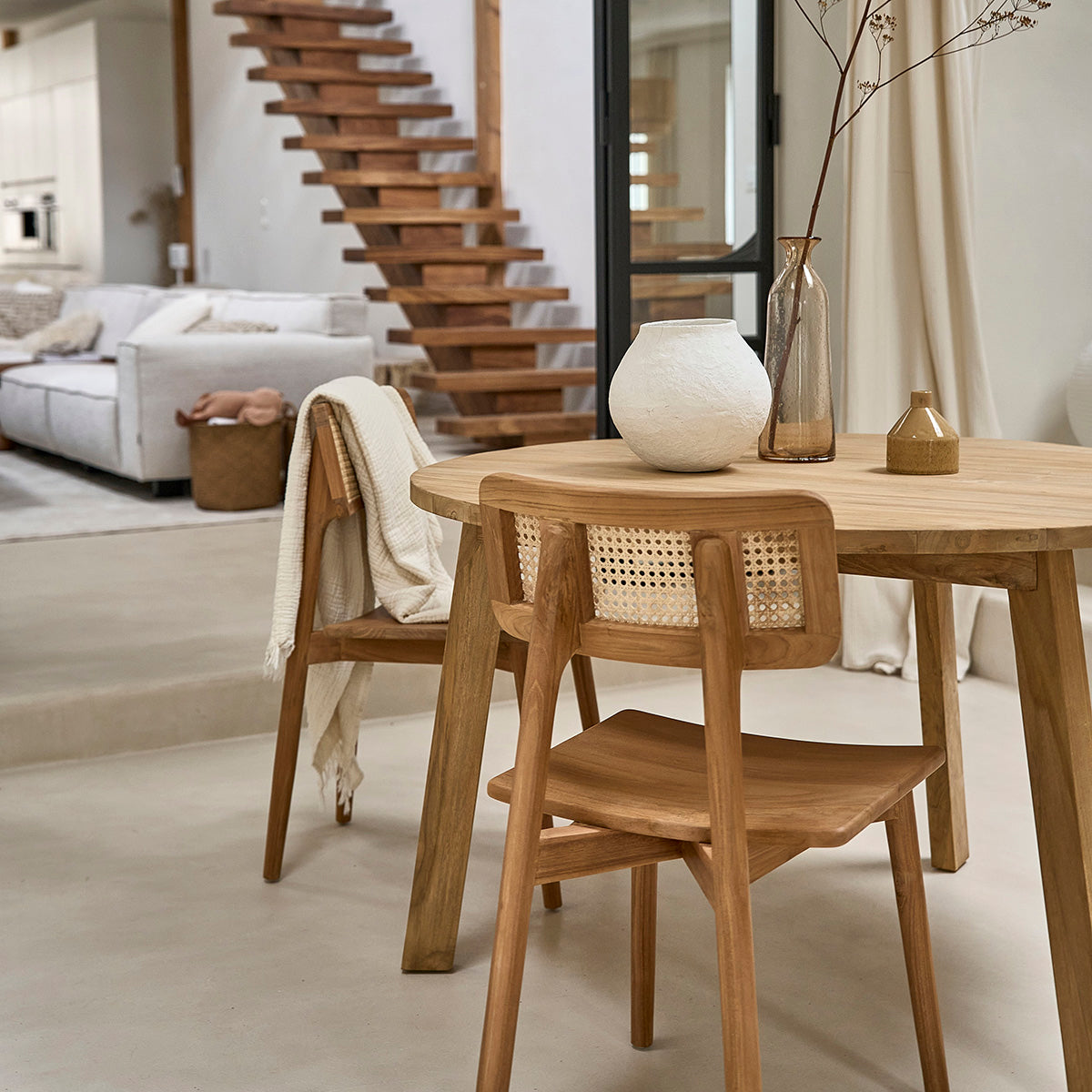 SIXTINE - Sedia in teak massello e midollino