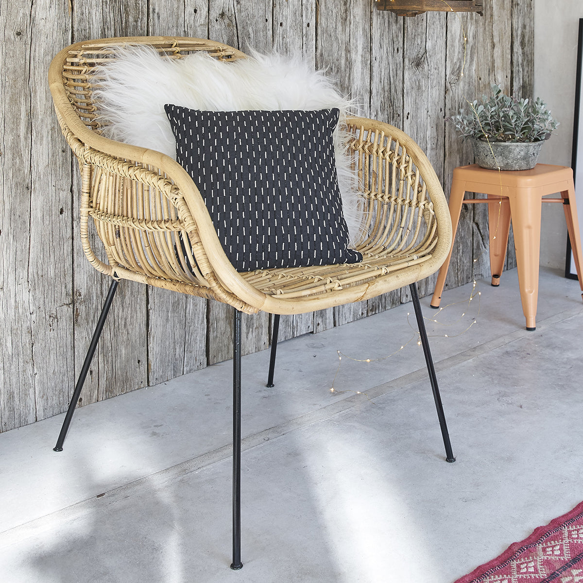 BOHEMA - Set di 2 poltrone in rattan e metallo