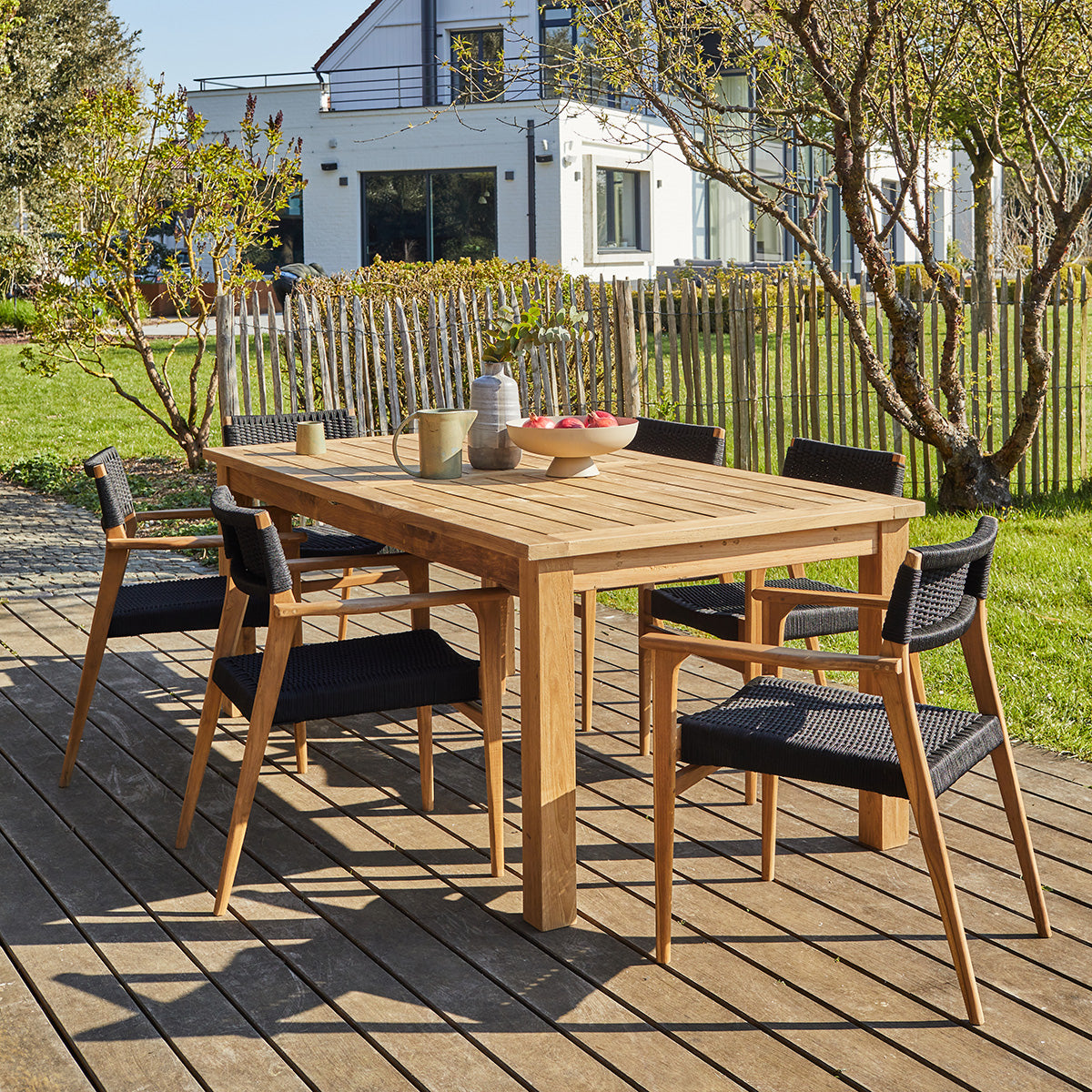 ESTHER - Set di mobili da giardino in teak riciclato 6 pers.