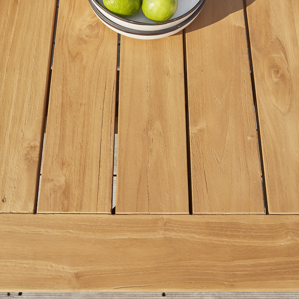 ESTHER - Set di mobili da giardino in teak riciclato nero con tavolo allungabile 8/10 pers.