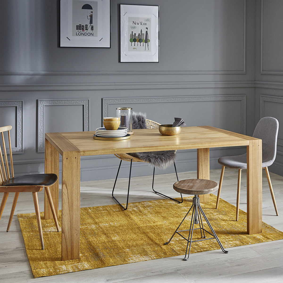 TILO - Tavolo in mindi massello per 6 pers.