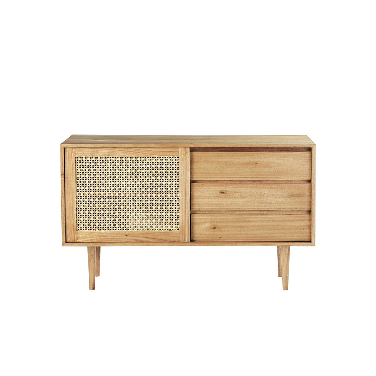 HANA - Credenza in mindi massello e cannage 135 cm