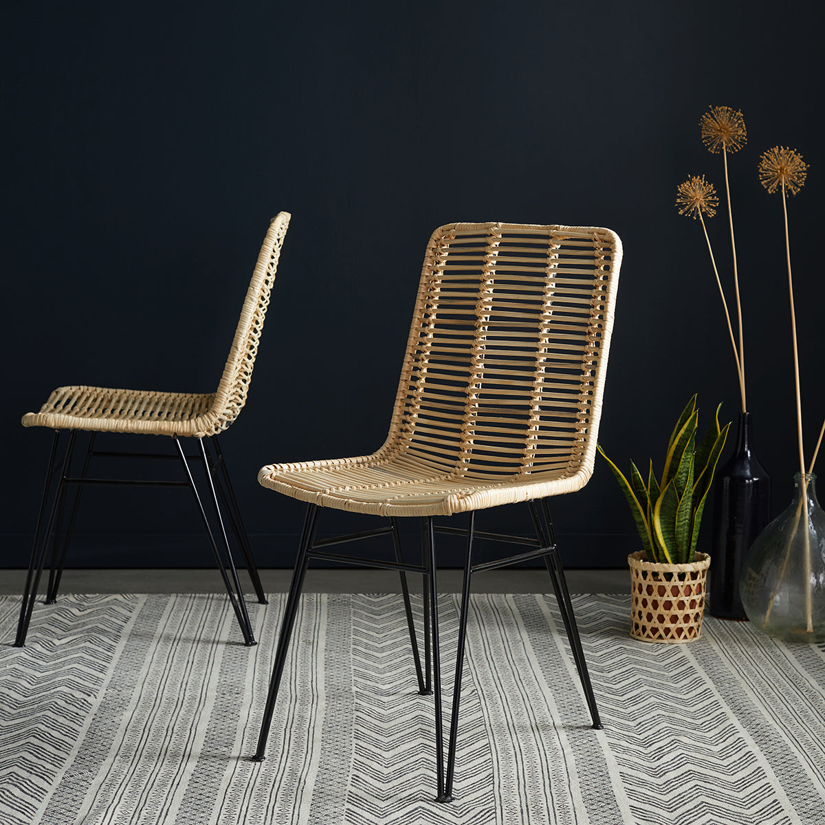 BOHEMA - Sedia in rattan e metallo
