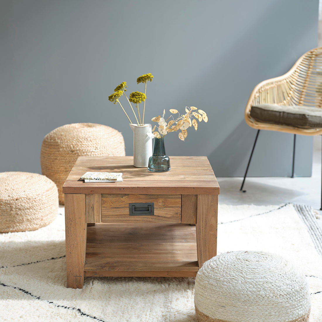 CARGO - Tavolino in teak massello riciclato 60 cm