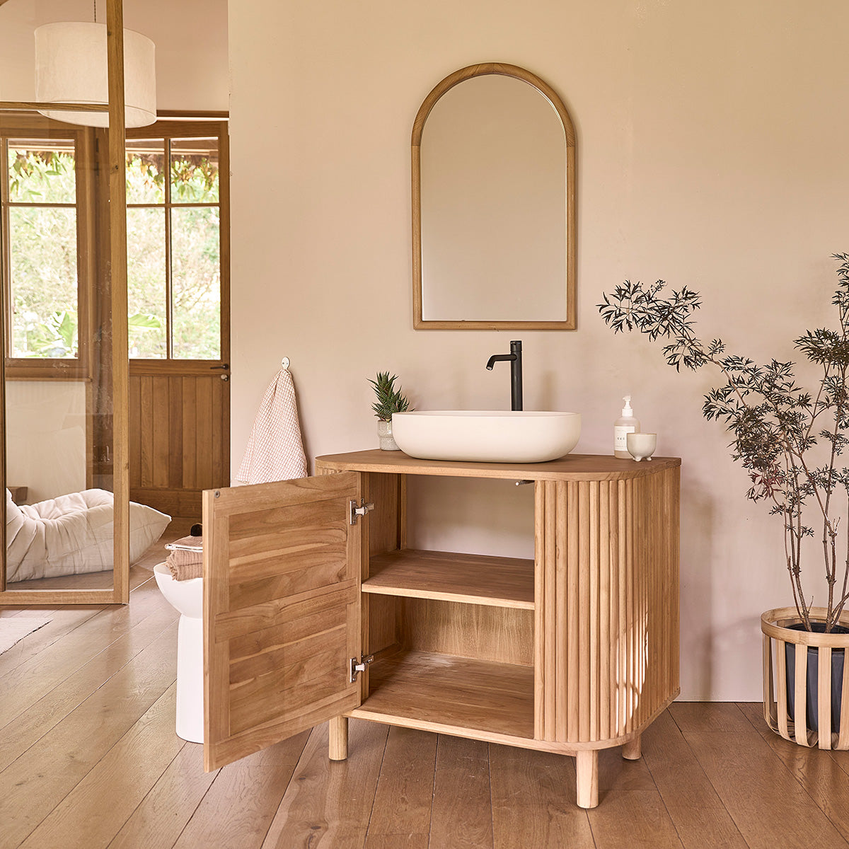 COLINE - Mobile da 90 cm in teak massello