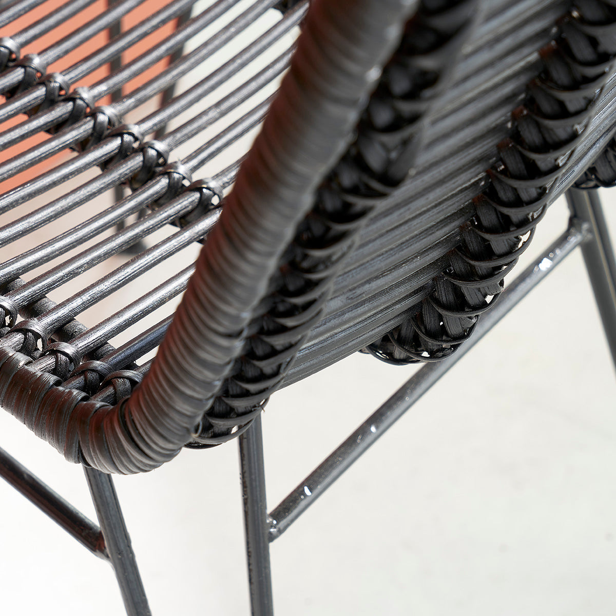 BOHEMA - Set di 2 sedie nere in rattan e metallo
