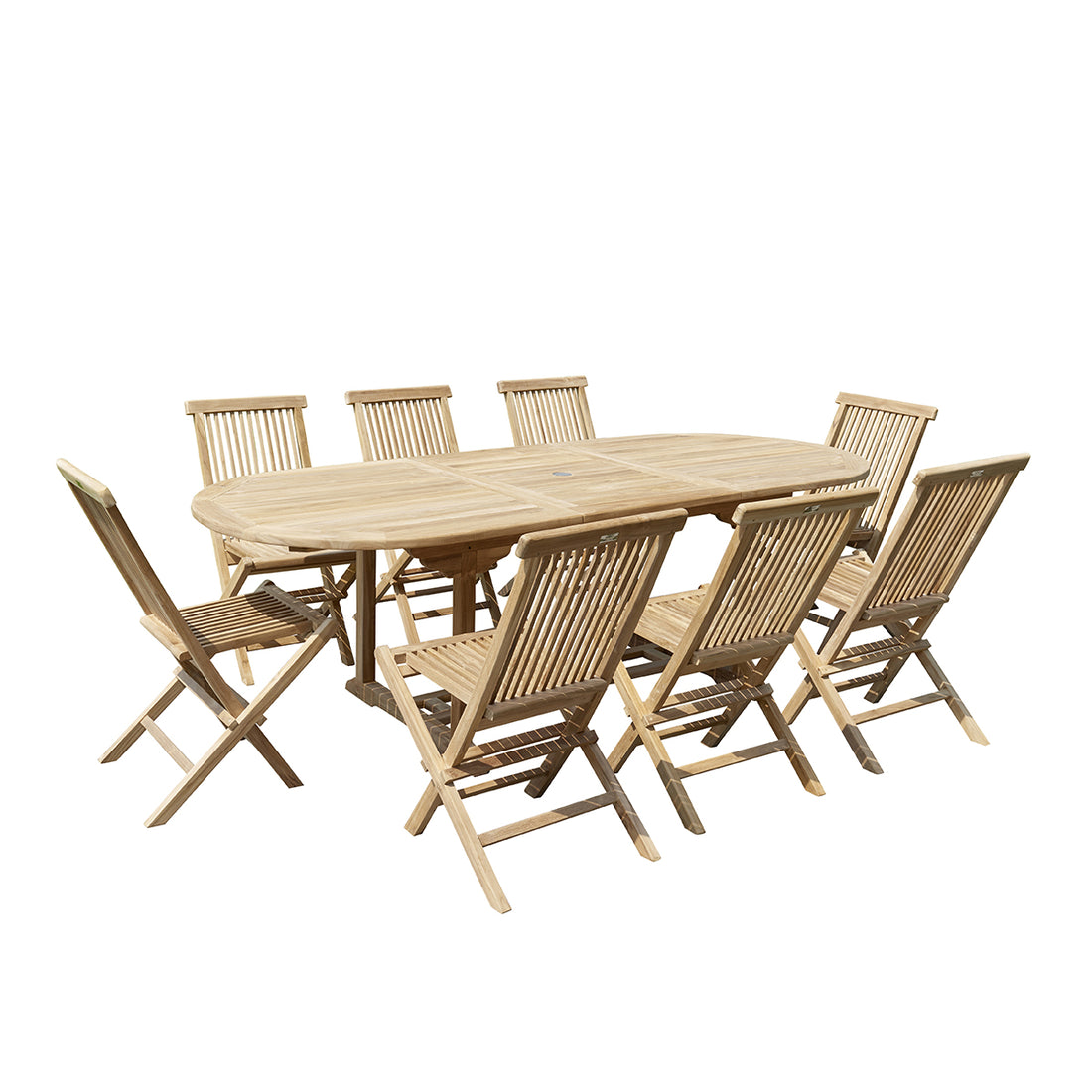 MIDLAND - Set di mobili da giardino in teak massello con tavolo allungabile 8/10 pers.