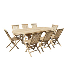 Set di mobili da giardino in teak massello con tavolo allungabile 8/10 pers.