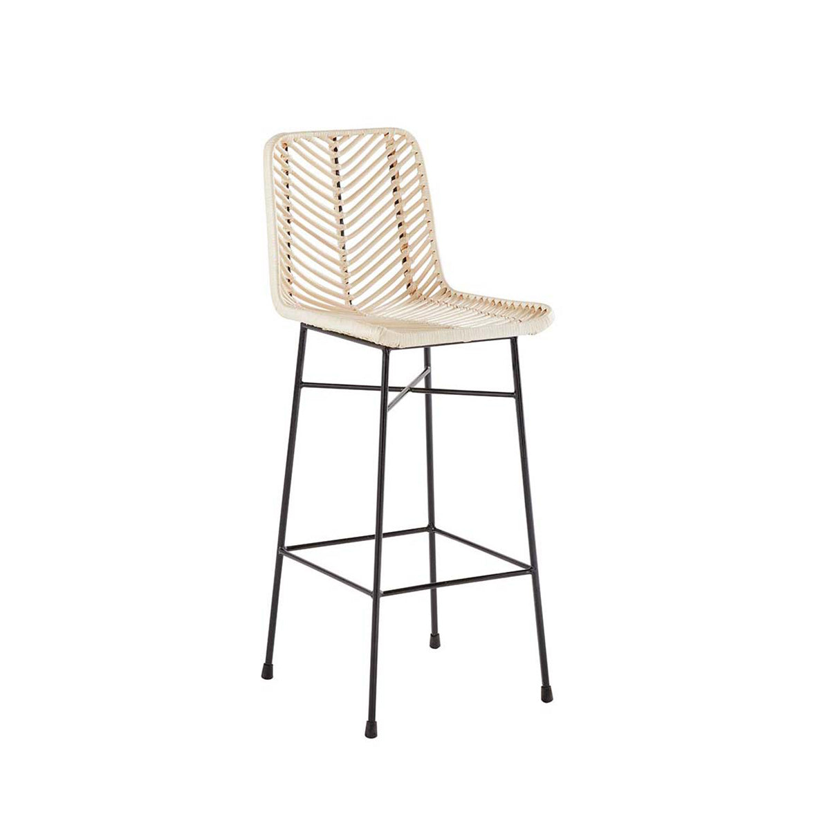 BOHEMA - Sgabello da bar in metallo e rattan