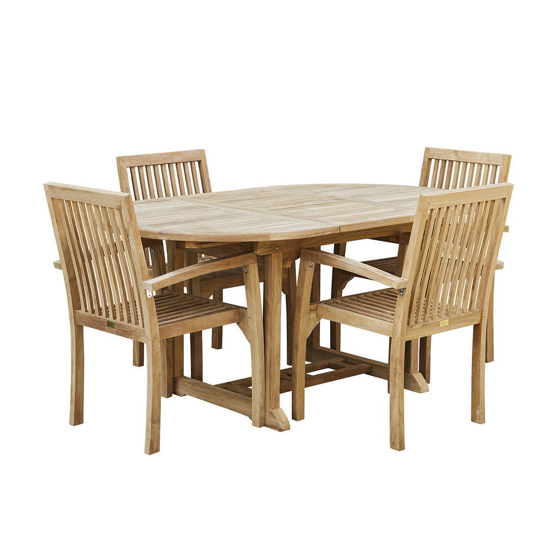 MIDLAND - Set di mobili da giardino in teak con tavolo allungabile per 4/6 pers.