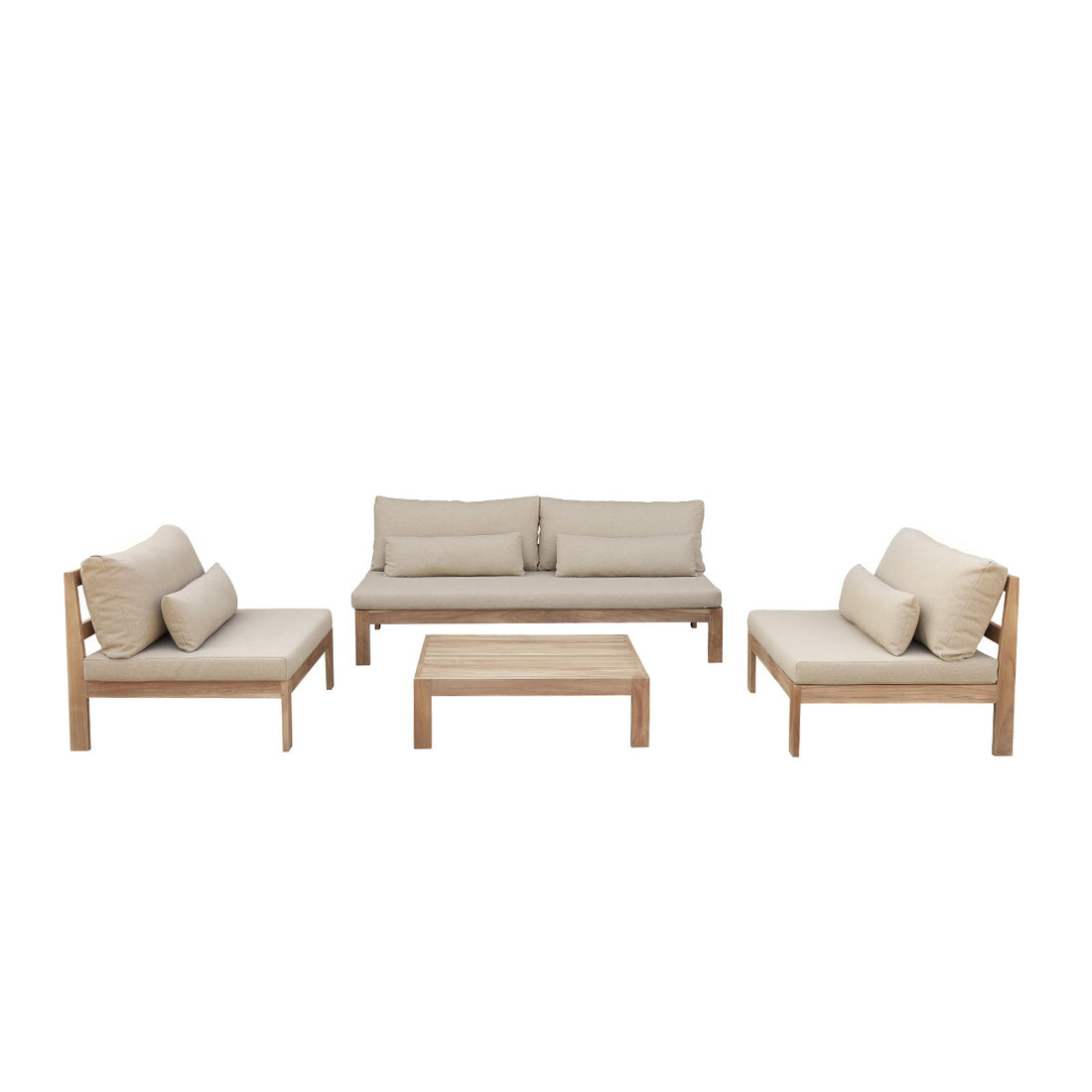 PALMA - Set di mobili da giardino in teak massello color tortora