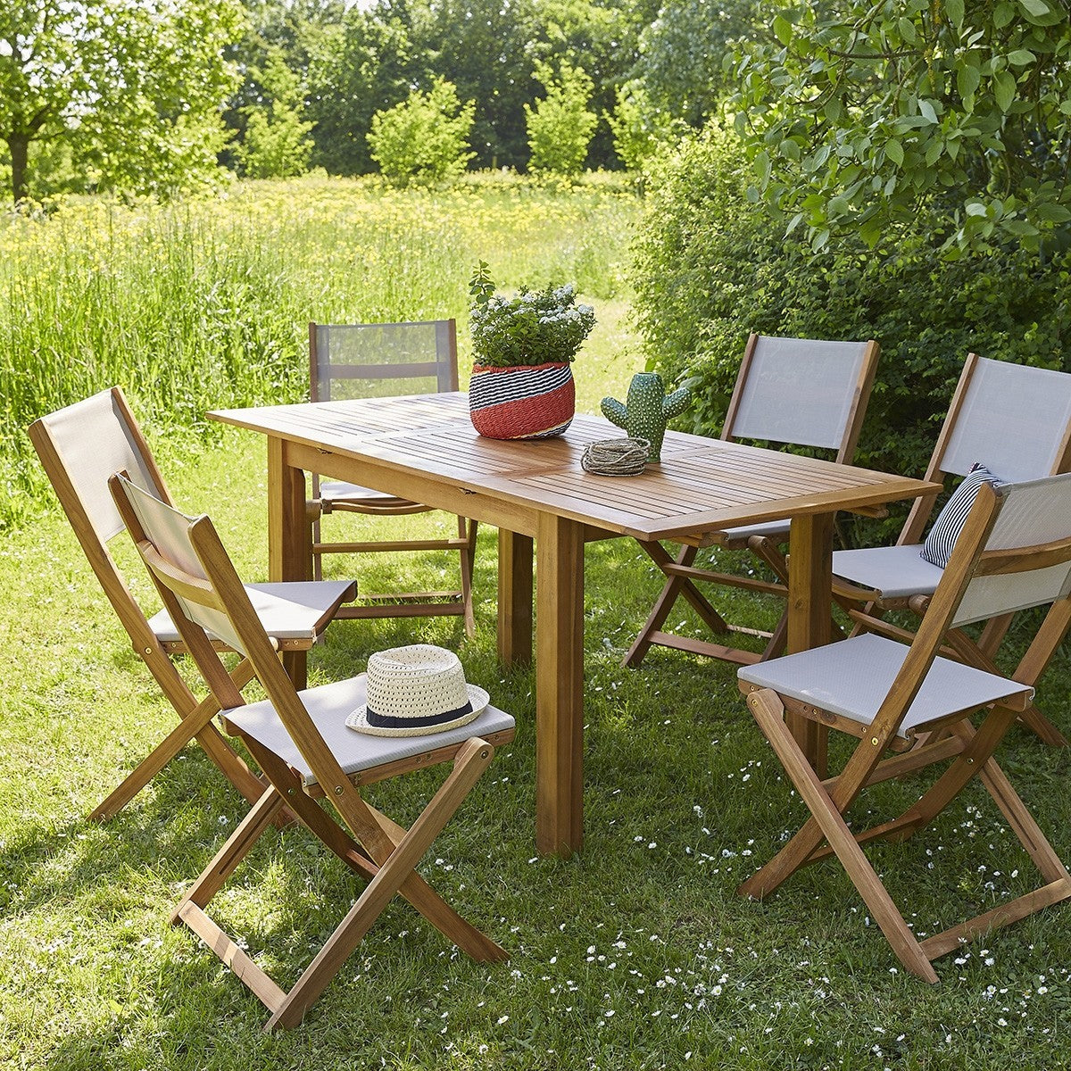 HANOÏ - Tavolo da giardino in acacia 6 pers.