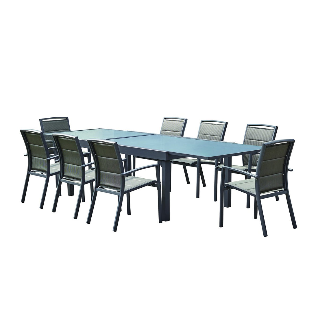 MODULO - Set di mobili da giardino in alluminio grigio con tavolo allungabile 8/12 pers.