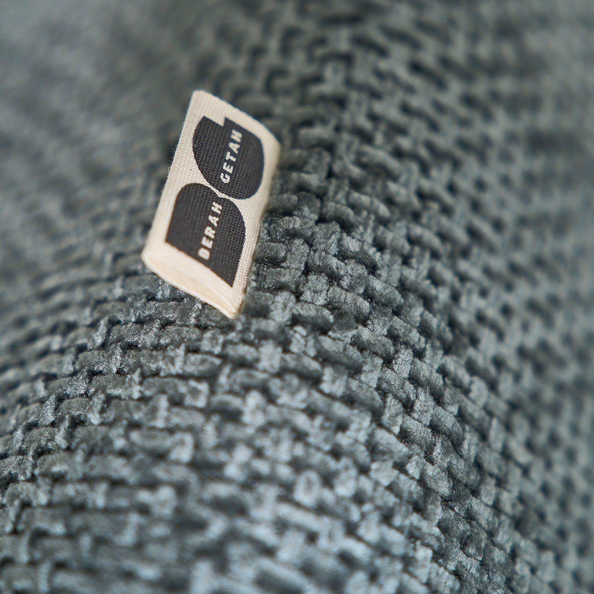 ALPHONSE - Divano dritto a 4 posti in velluto intrecciato grigio-verde