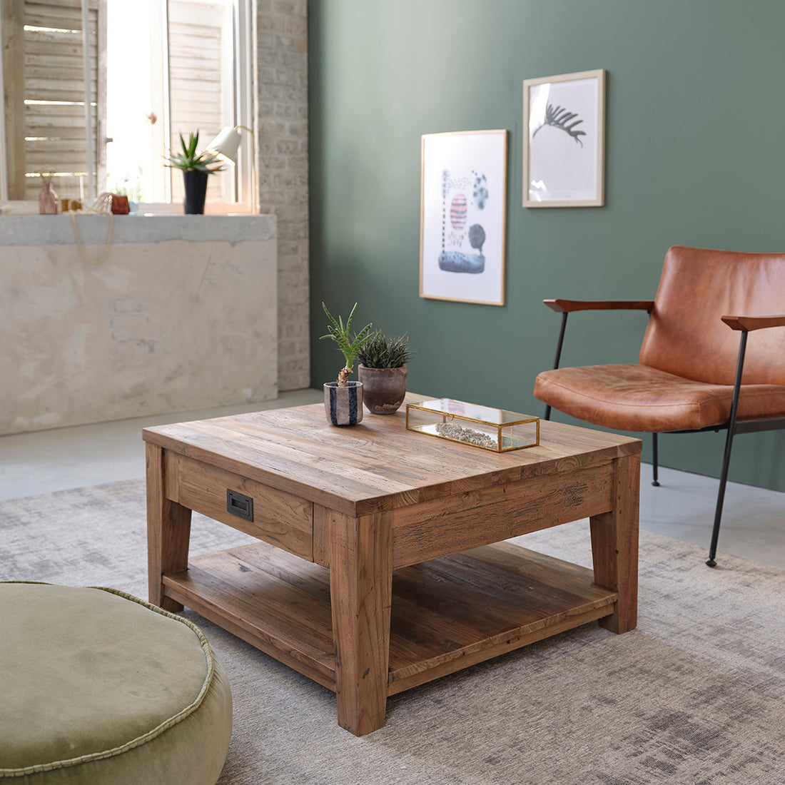 CARGO - Tavolino in teak massello riciclato 80 cm