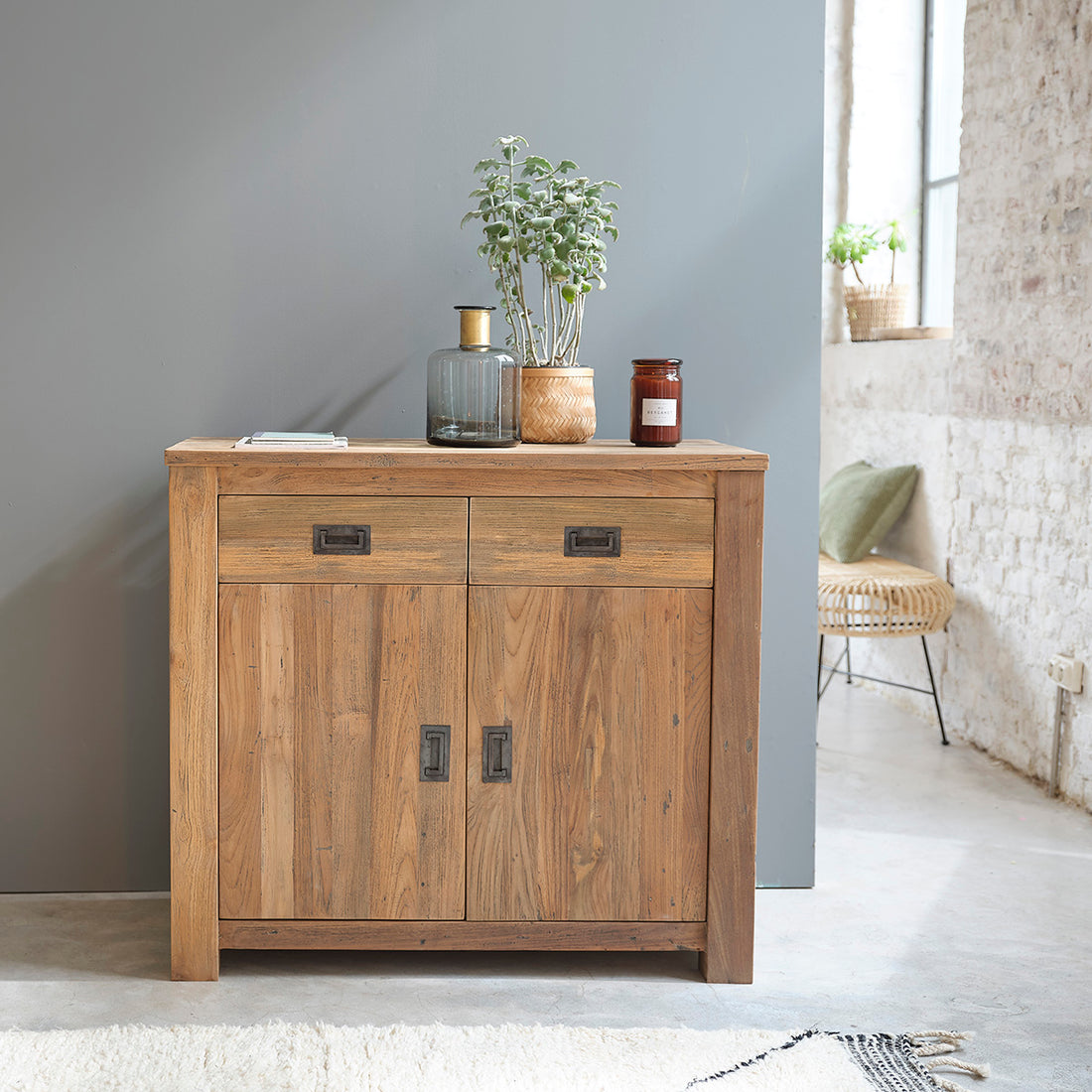 CARGO - Credenza in teak massello riciclato 100 cm
