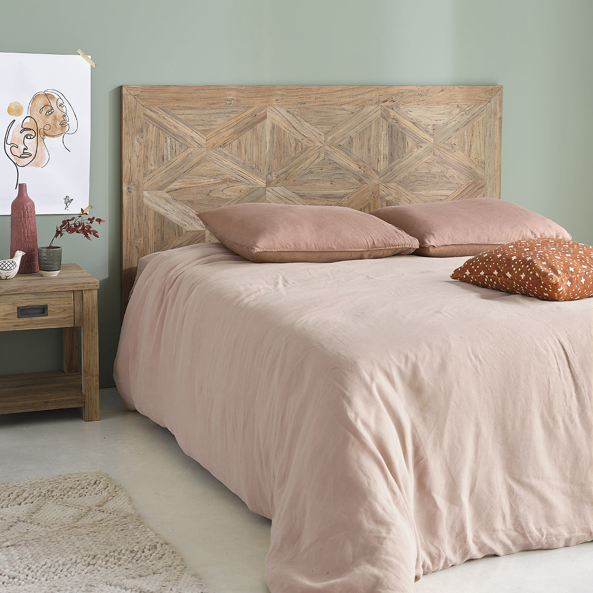 CARGO - Testiera in teak massello riciclato FSC misto 160 cm