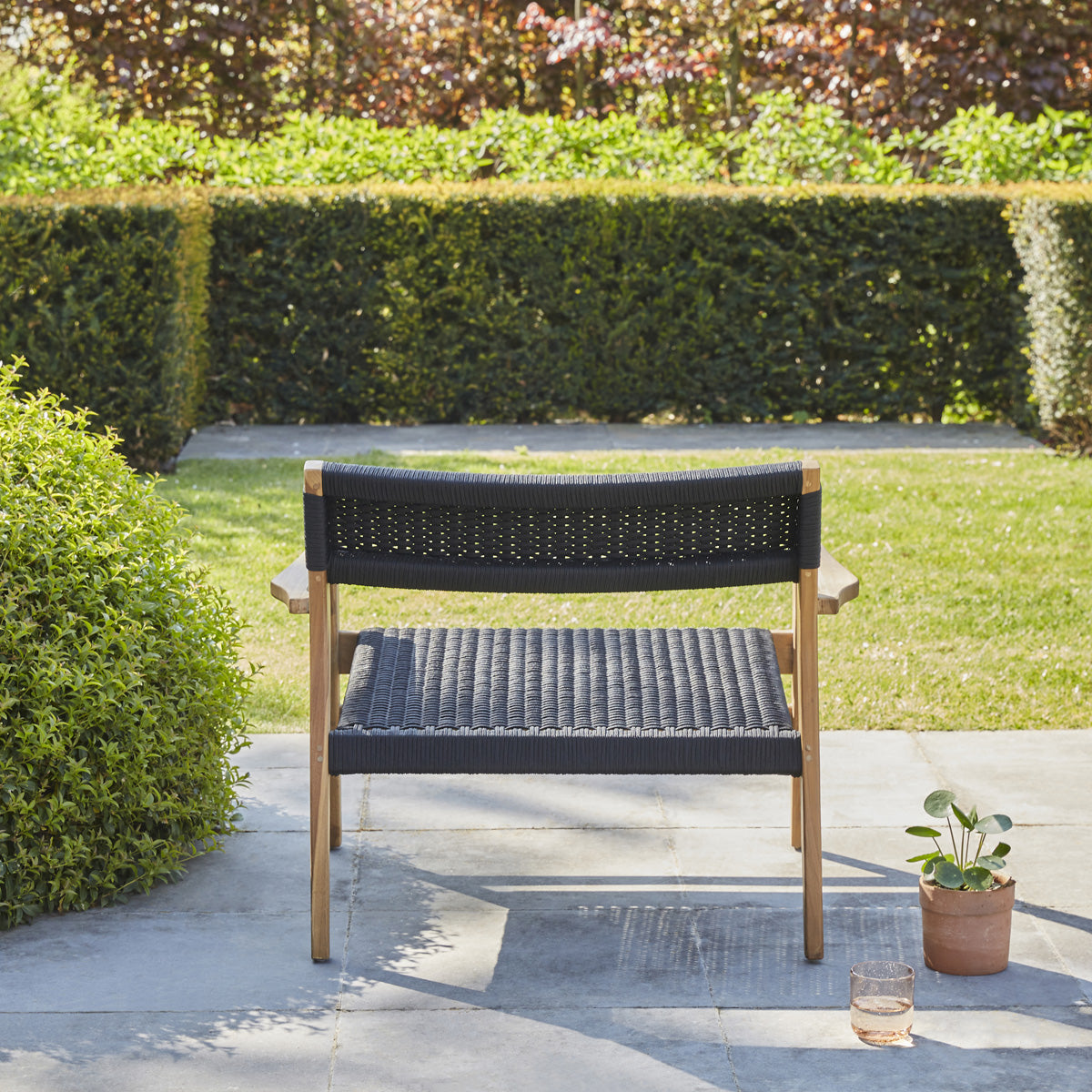ESTHER - Poltrona da giardino in teak massello e corda
