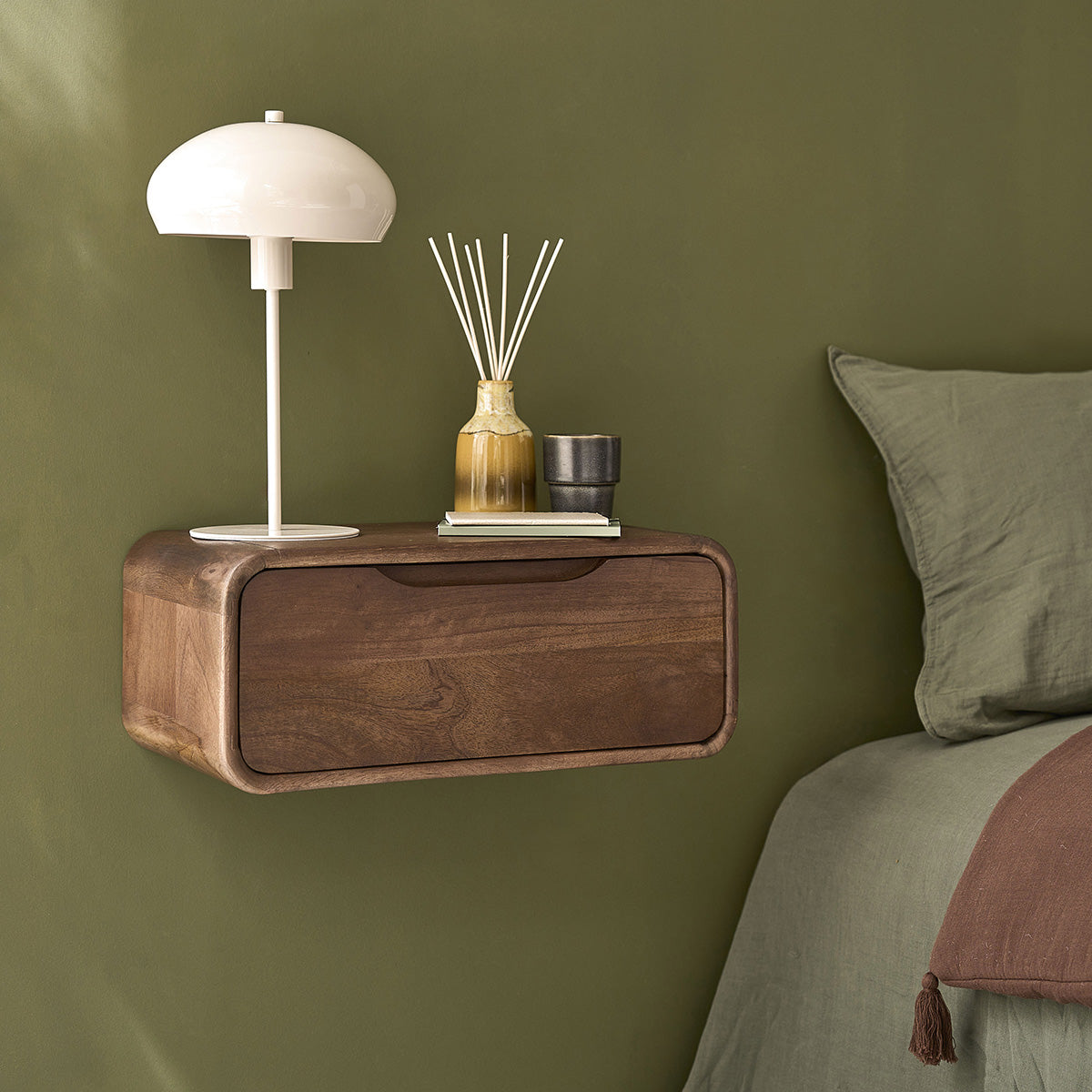SOFIA - Comodino in legno massello di mango, 50 cm