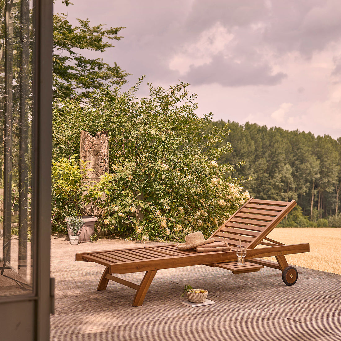 BALI - Lettino da sole in teak massello oliato