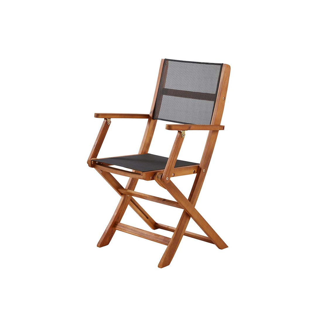 HANOÏ - Poltrona da giardino in acacia massello e textilene nero