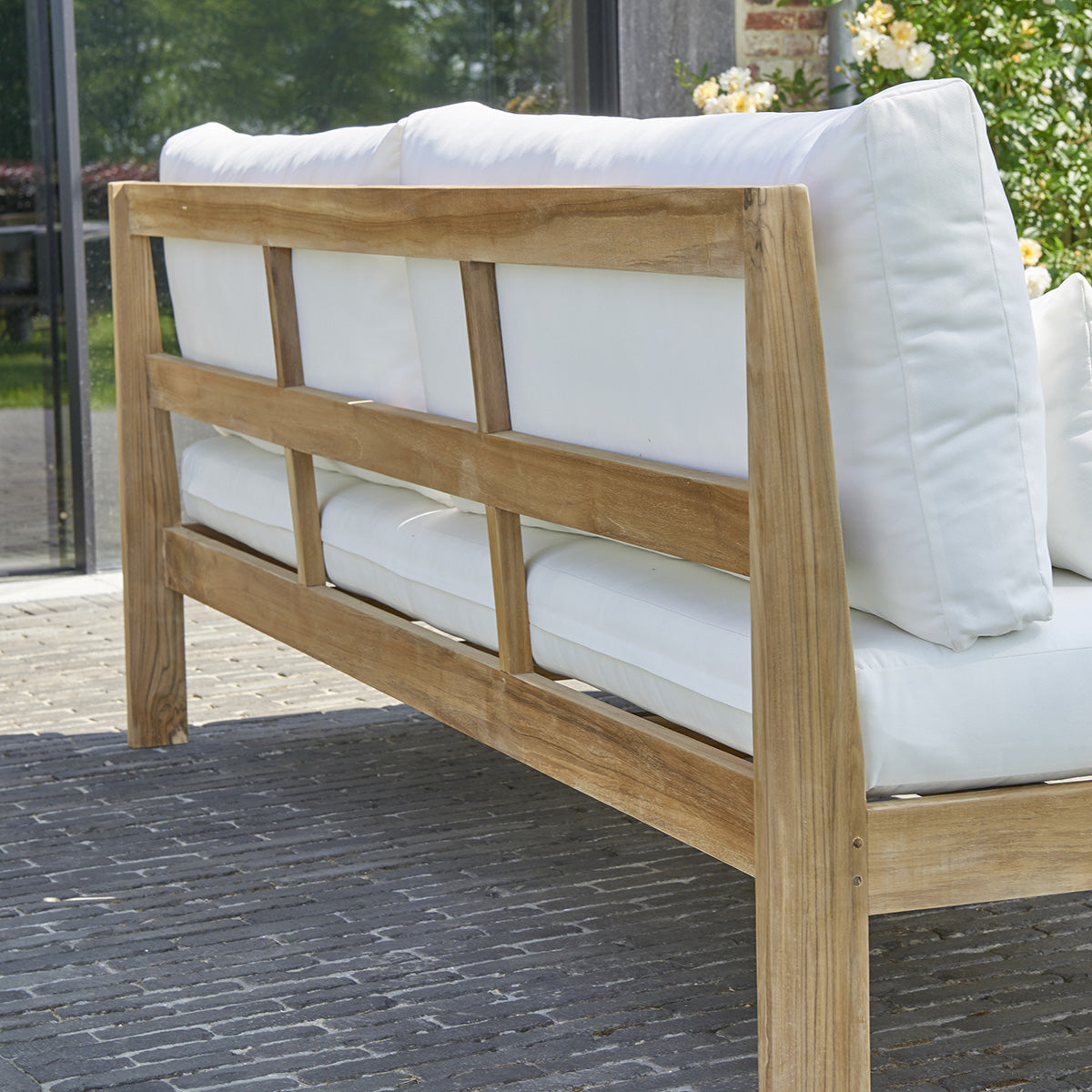 PALMA - Divano da giardino in teak massello bianco 3 pers.