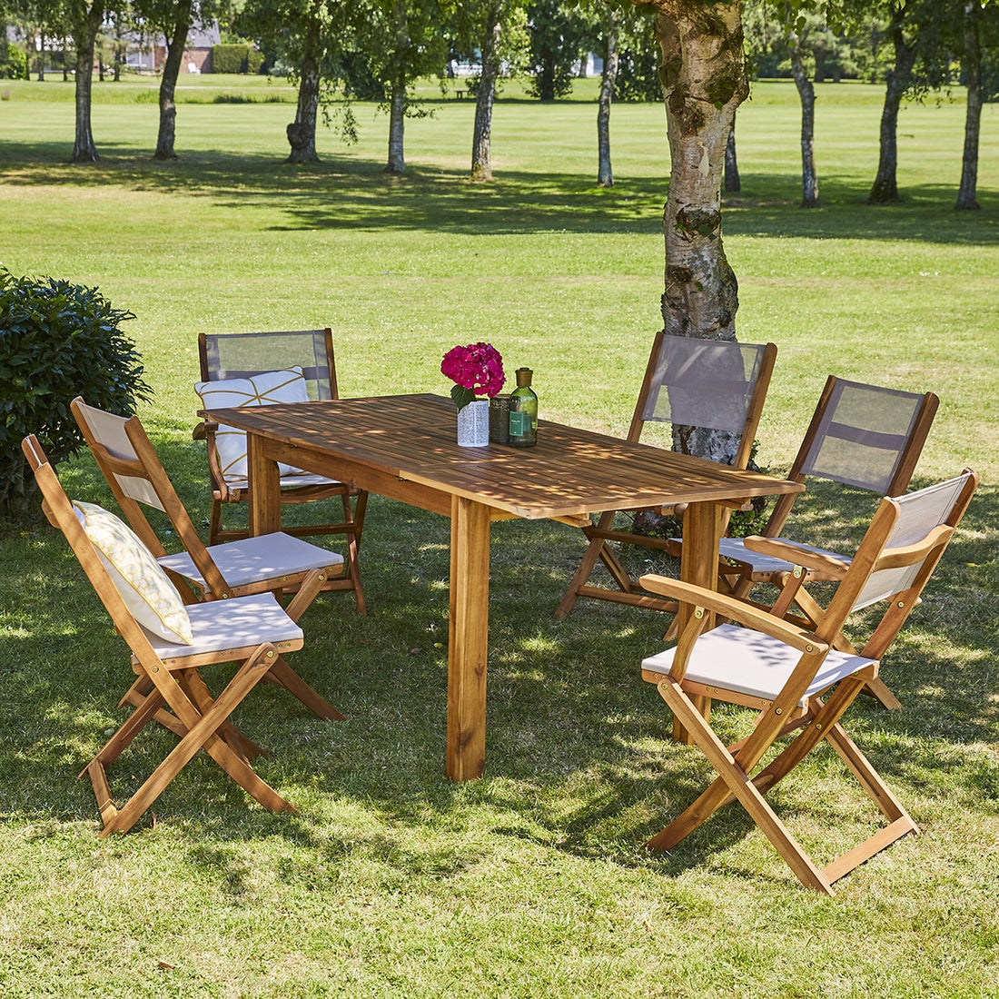 HANOÏ - Set di mobili da giardino in acacia 6 pers.