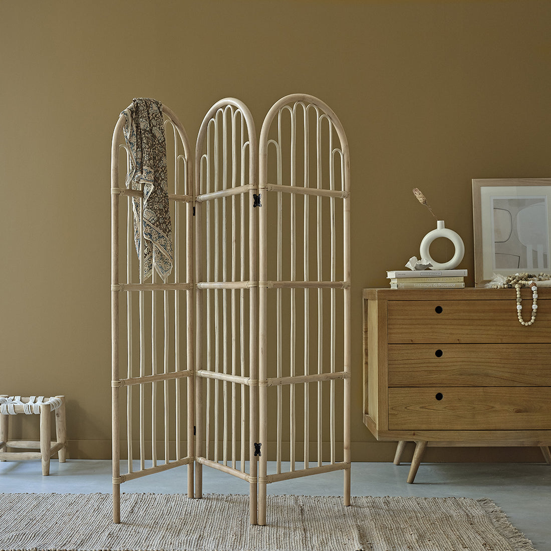 BOHO - Paravento in rattan traforato