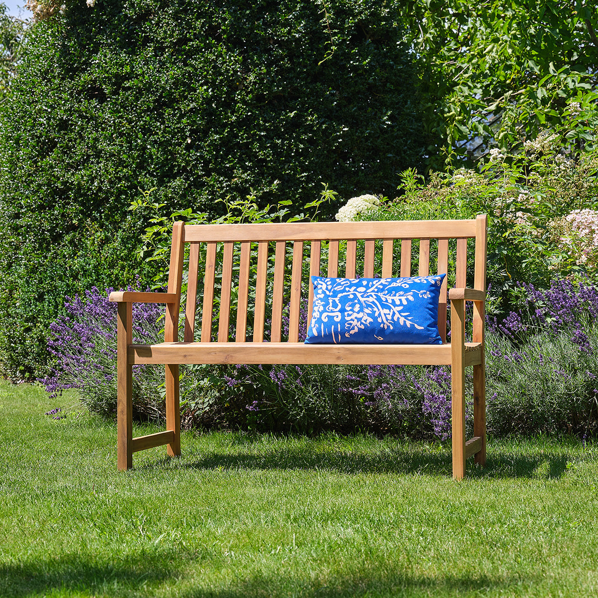 MILOS - Panchina da giardino in legno massello di acacia oliato, 120 cm