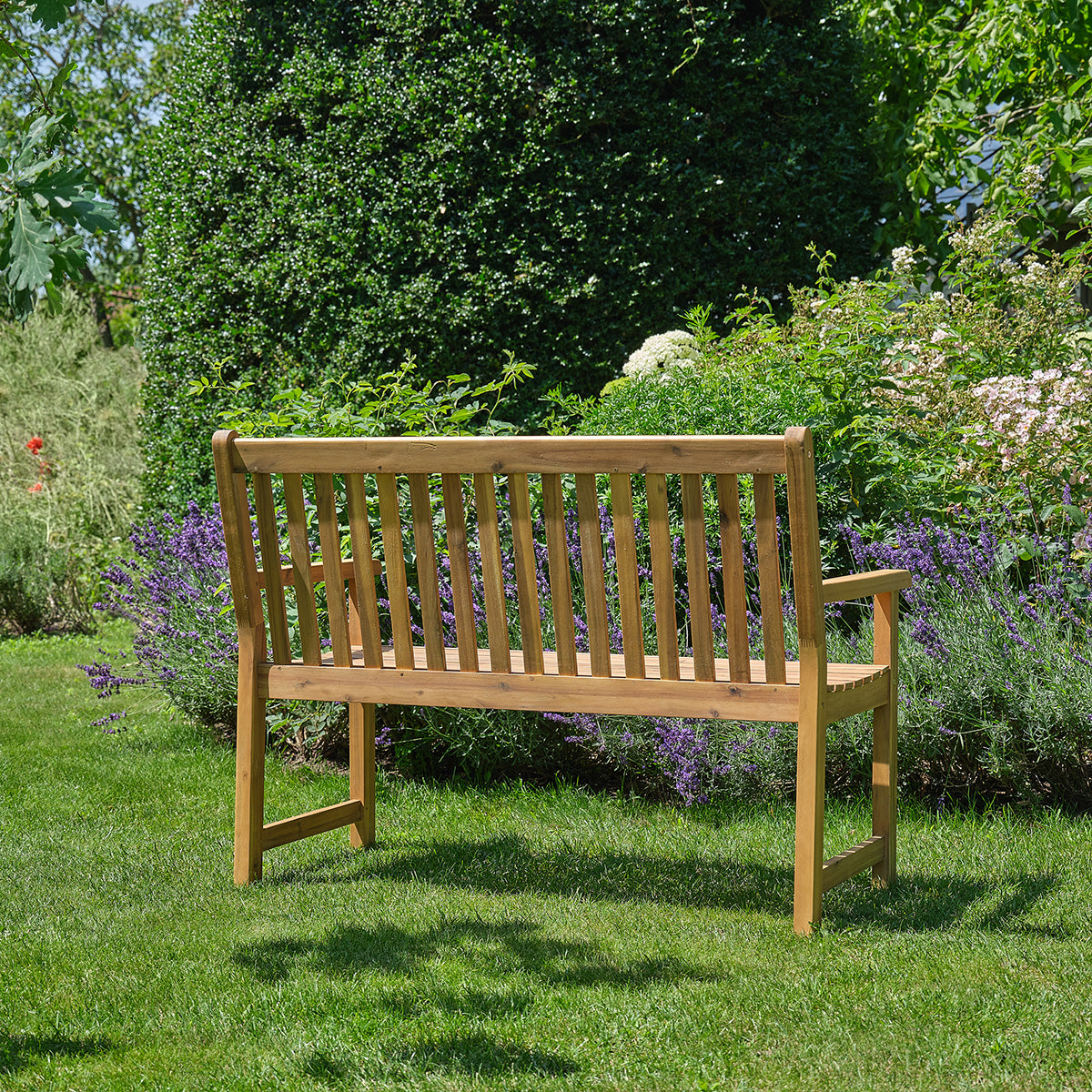 MILOS - Panchina da giardino in legno massello di acacia oliato, 120 cm