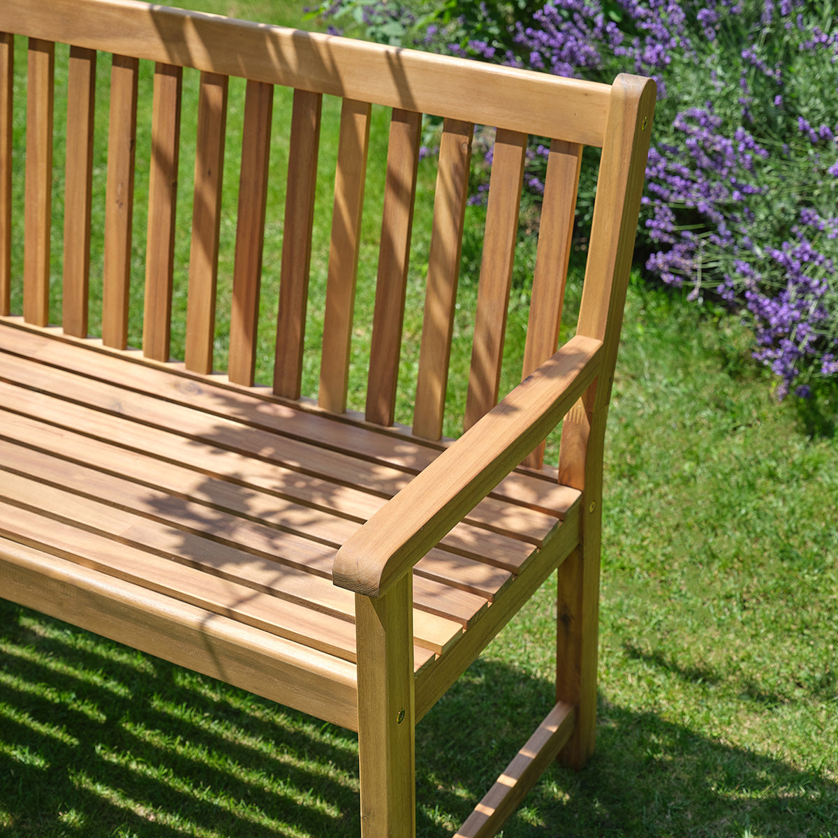MILOS - Panchina da giardino in legno massello di acacia oliato, 120 cm