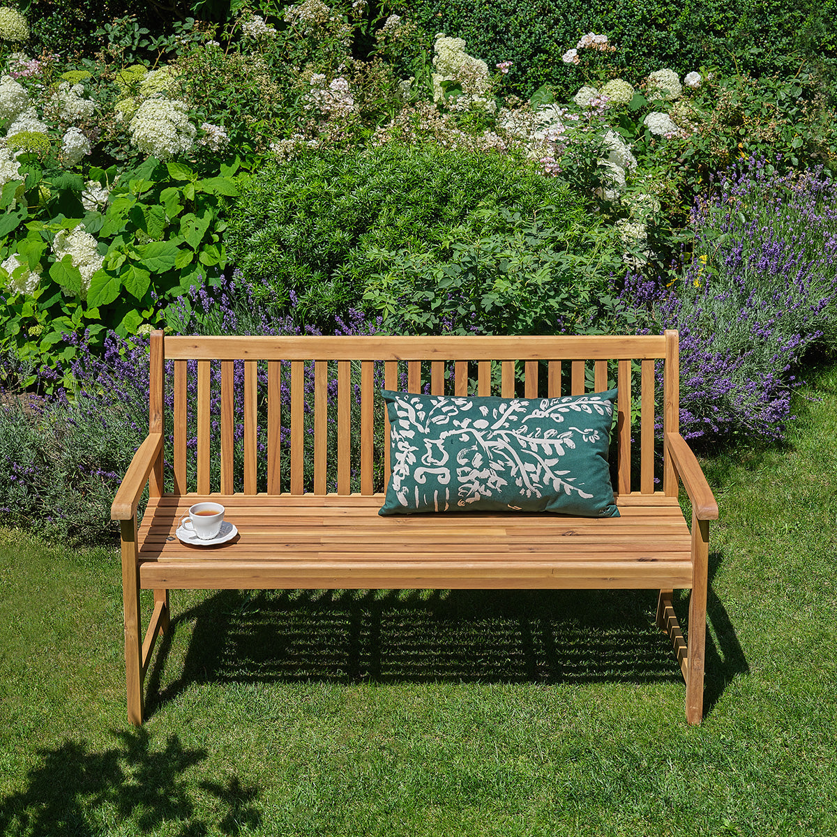 MILOS - Panchina da giardino in legno massello di acacia oliato, 150 cm