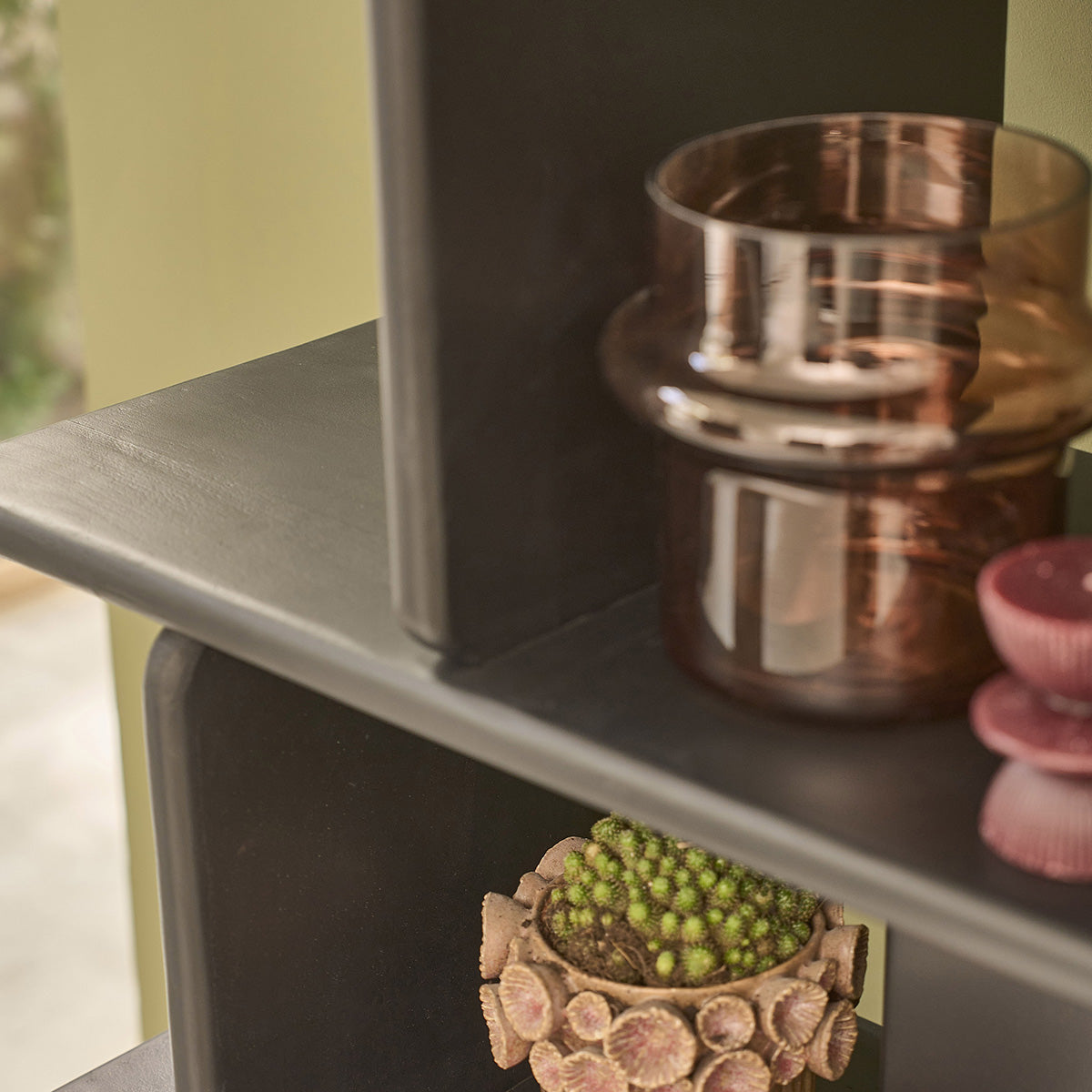 CLEO - Libreria in legno massello di mango nero, 106 cm
