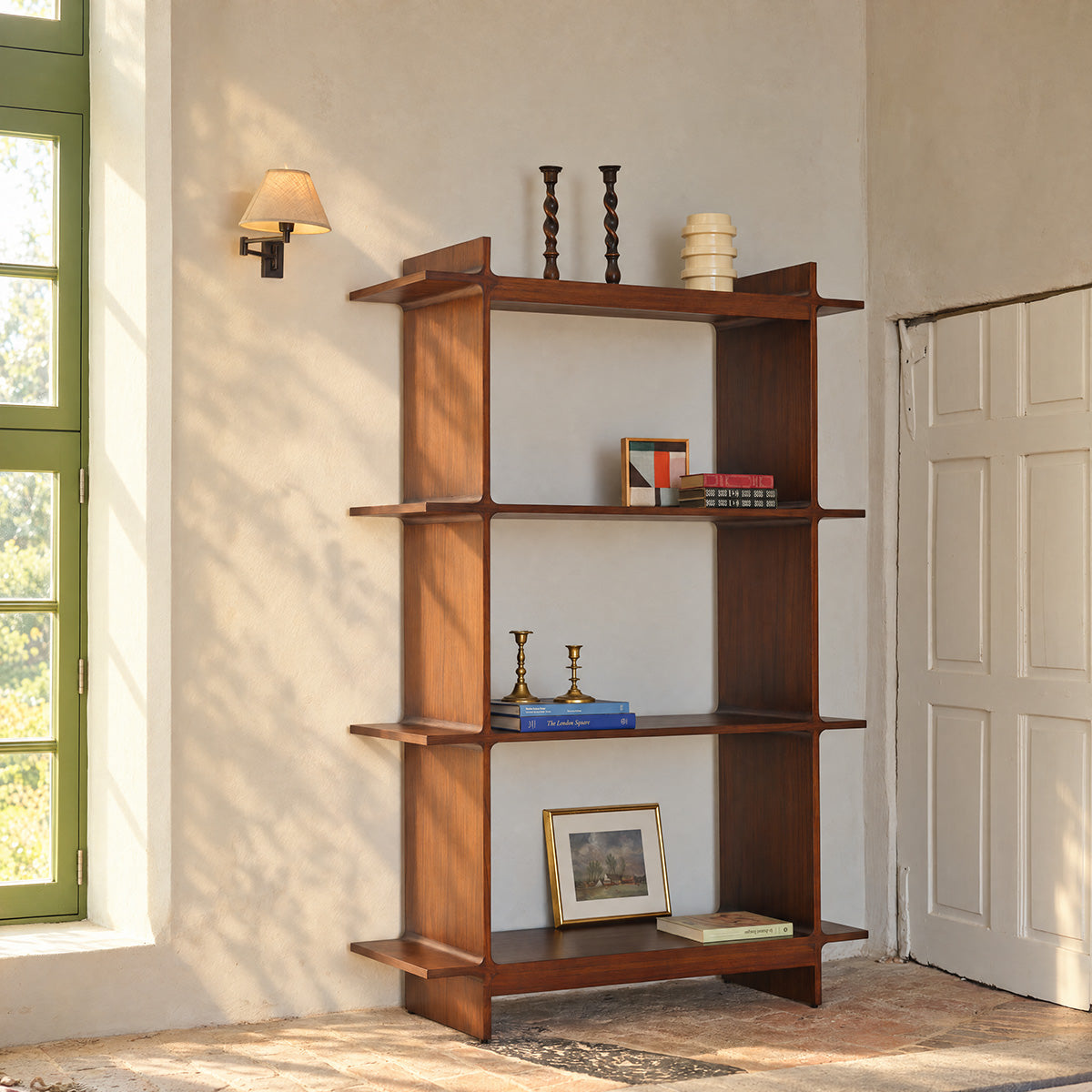 NOAM - Scaffale in legno di mindi naturale, H 175 cm