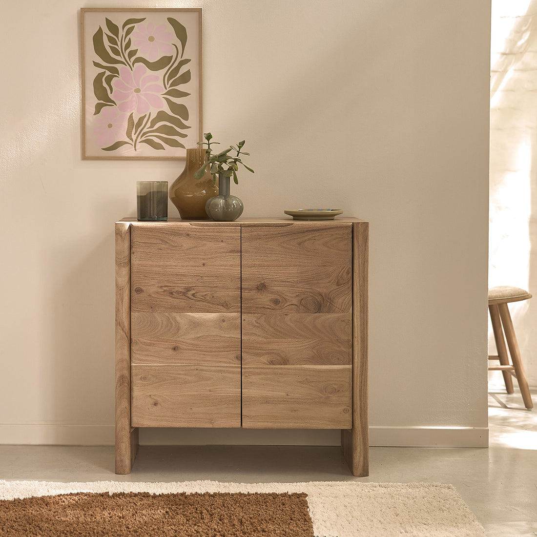 Credenza in acacia massiccia da 80 cm
