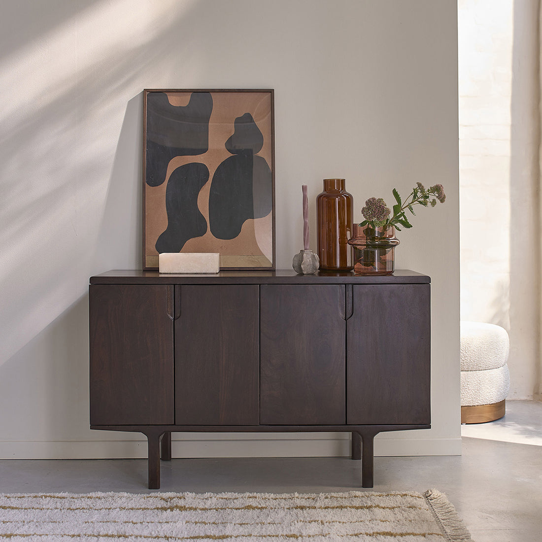 LAZARE - Credenza in legno massello di mango, 120 cm