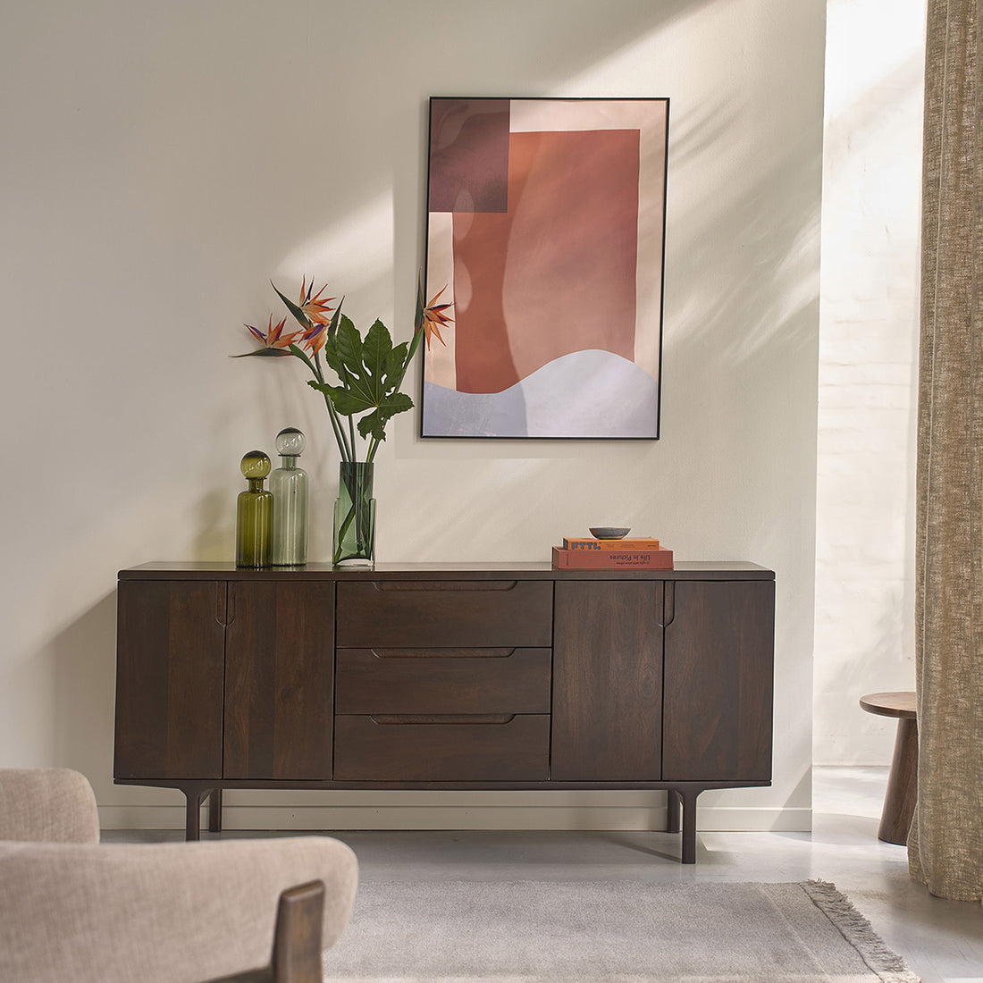 LAZARE - Credenza in legno massello di mango, 180 cm